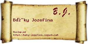 Béky Jozefina névjegykártya